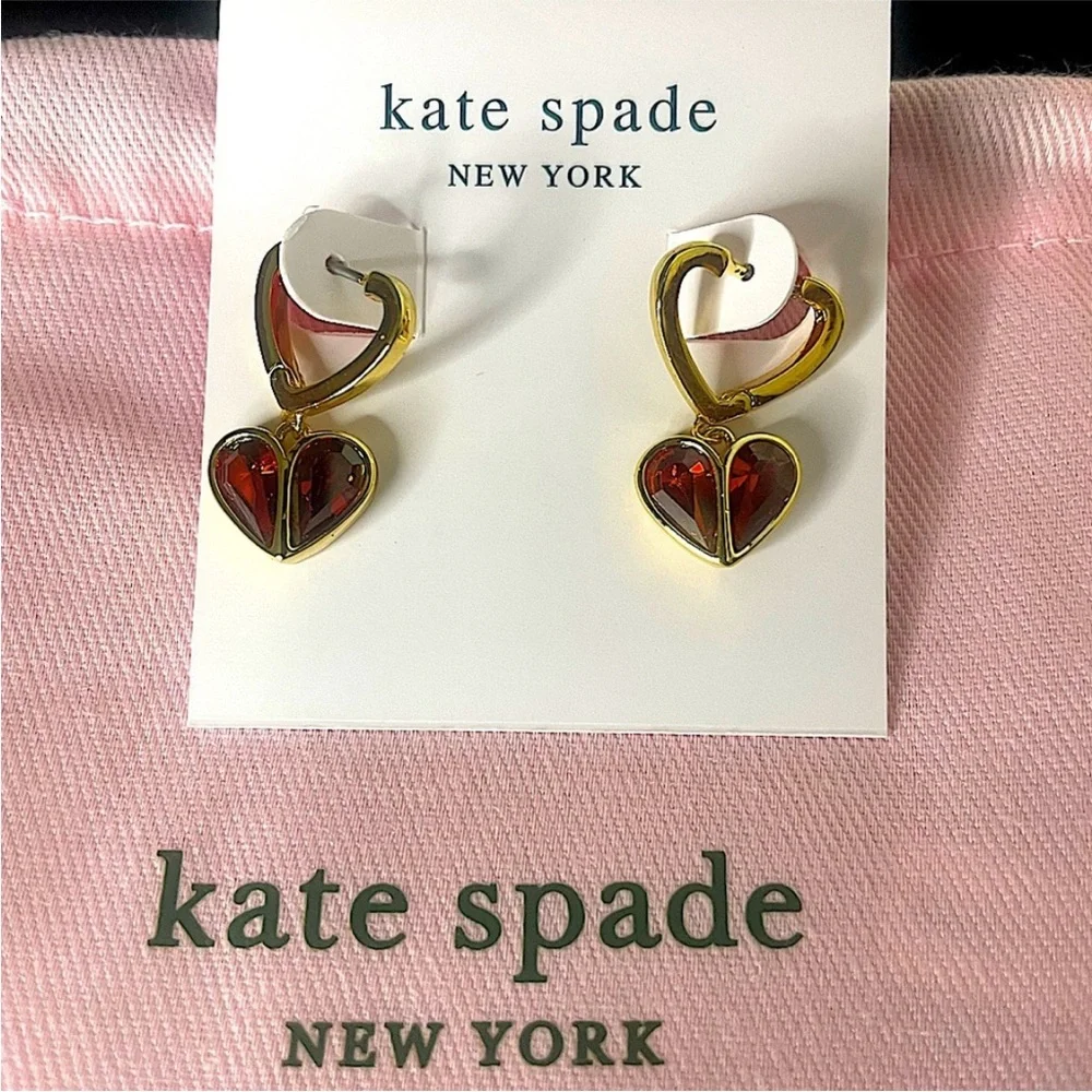 Kate Spade ♠️ Rock Solid Heart Huggies Earrings - Picture 7 of 9
